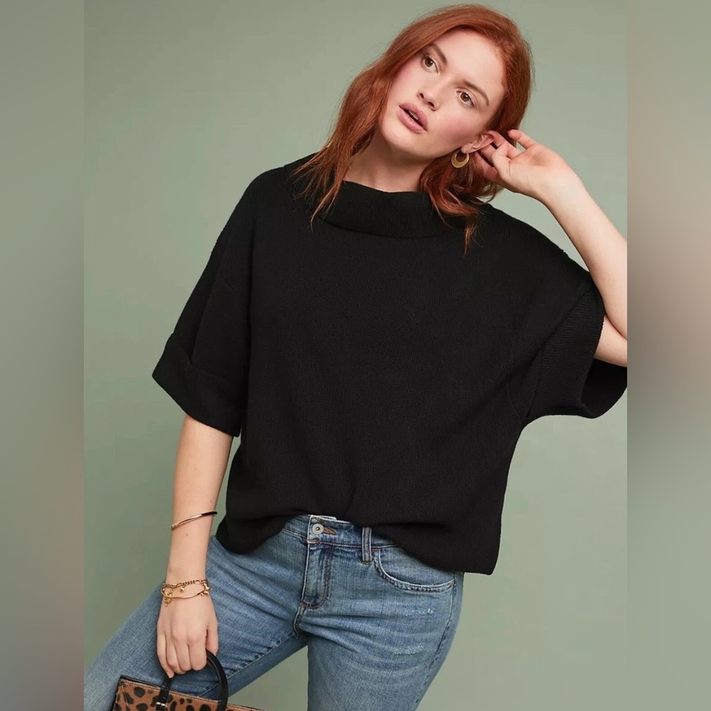 Anthropologie 525 America Black Bellamy Cowl Neck Pullover Sweater